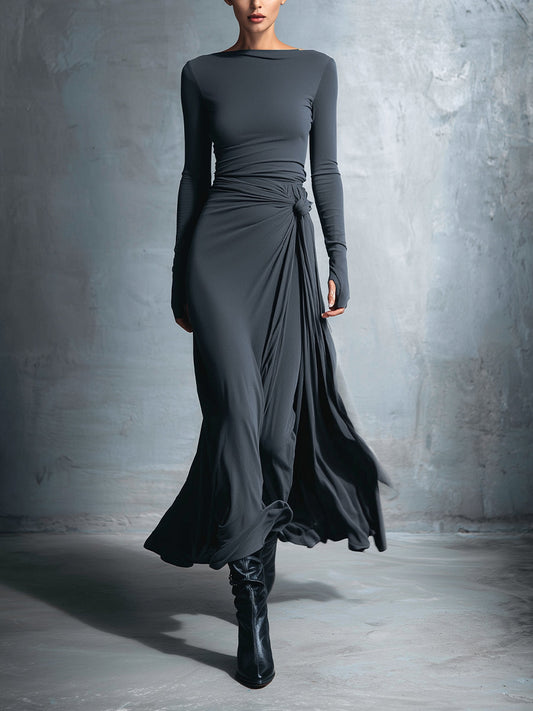 Naiara ❘ Vestido maxi con nudo lateral