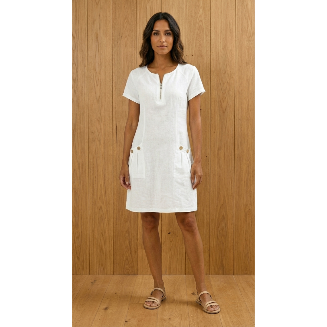Lucía - Vestido de manga corta premium con cremallera