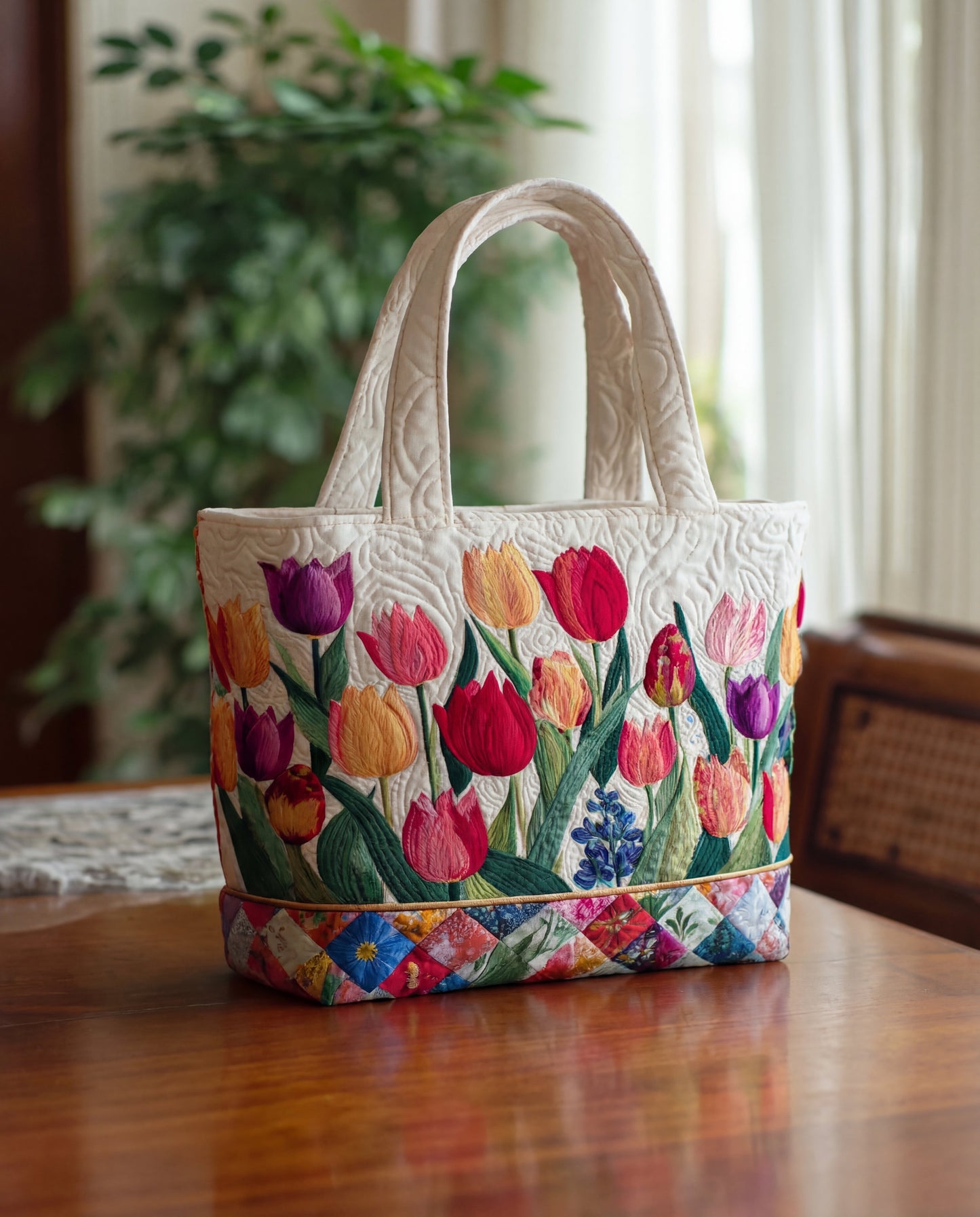 Bolso Artesanal Acolchado "Tulipán"