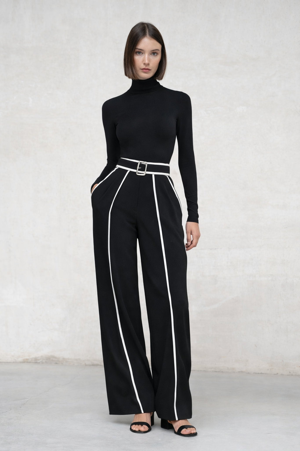 Emma ❘ Conjunto elegante de dos piezas con cuello alto y pantalón ancho