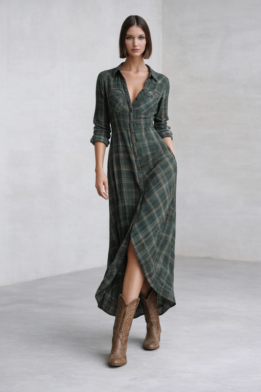 Valentina · Vestido largo a cuadros