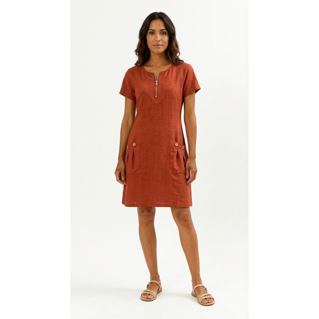 Lucía - Vestido de manga corta premium con cremallera