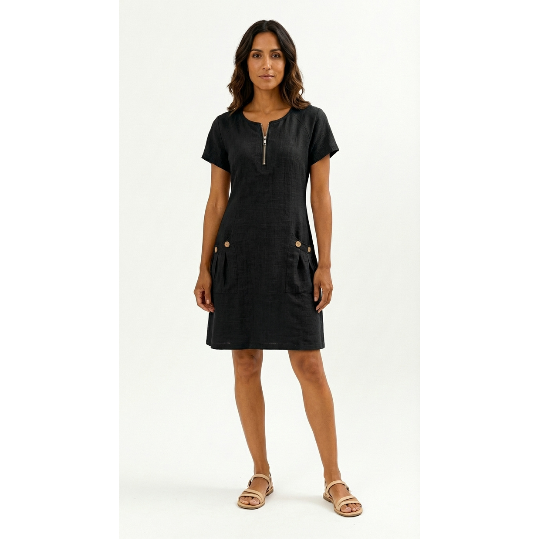 Lucía - Vestido de manga corta premium con cremallera