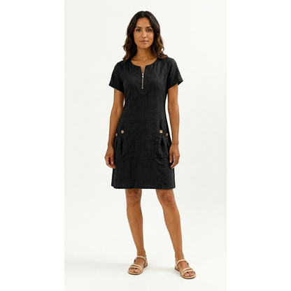 Lucía - Vestido de manga corta premium con cremallera