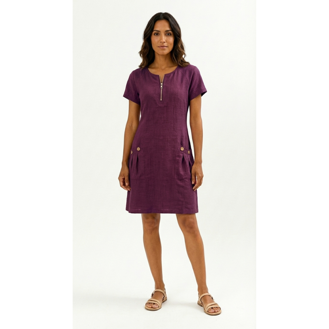 Lucía - Vestido de manga corta premium con cremallera