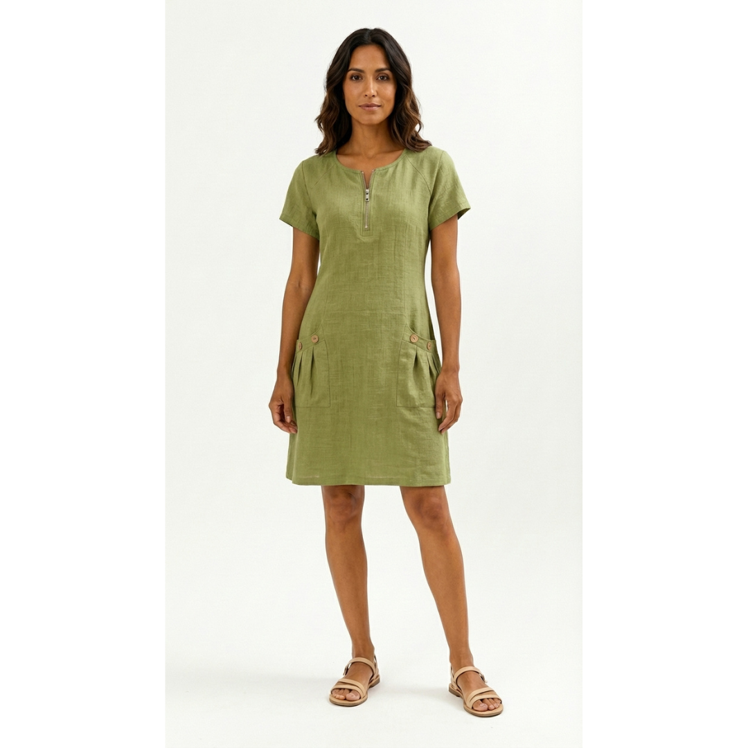 Lucía - Vestido de manga corta premium con cremallera