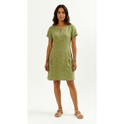 Lucía - Vestido de manga corta premium con cremallera