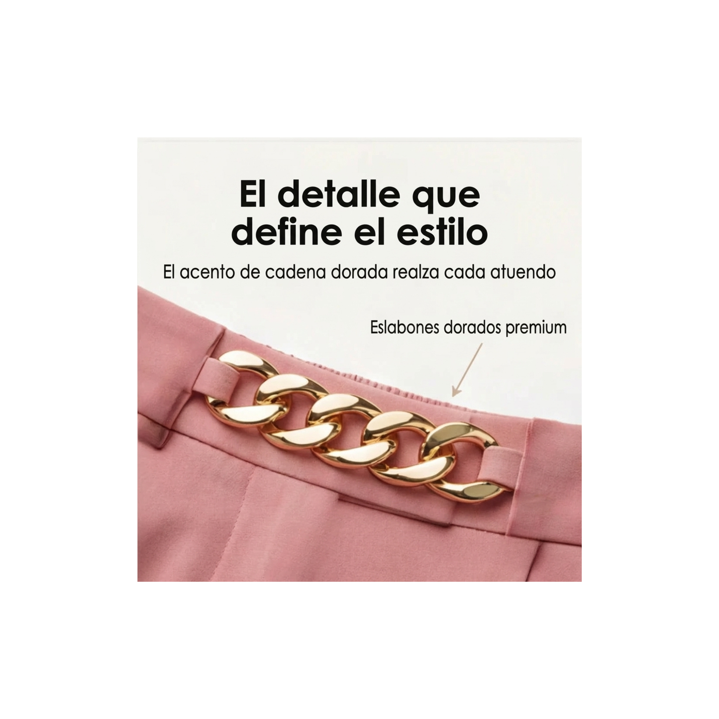 Florena™ Pantalones de talle alto y pierna ancha con detalle de cadena.