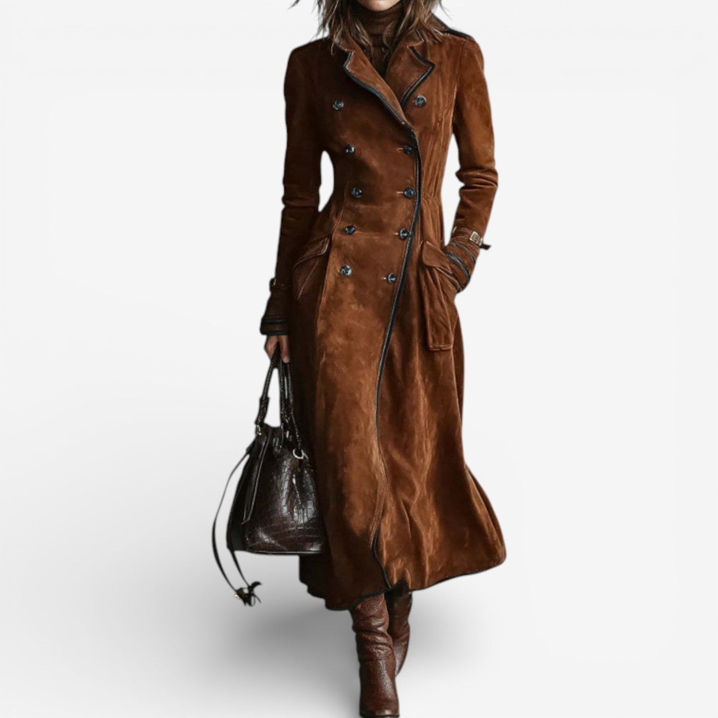 Natalia™ Gabardina en piel de ante