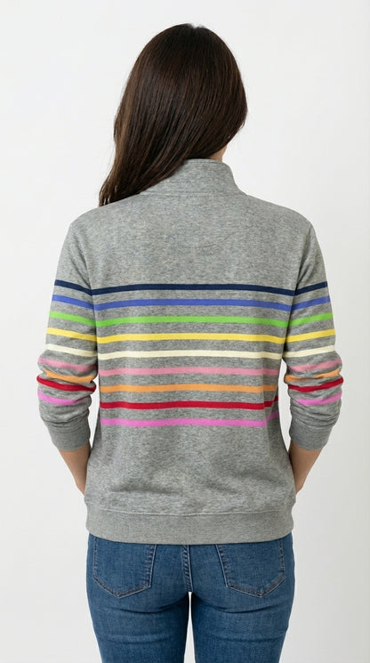 Carla - Sudadera Mujer Casual con Cremallera y Rayas Multicolor