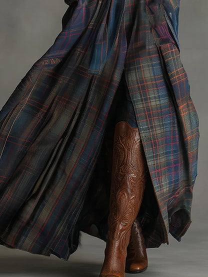 Cristal | Vestido maxi en ante azul