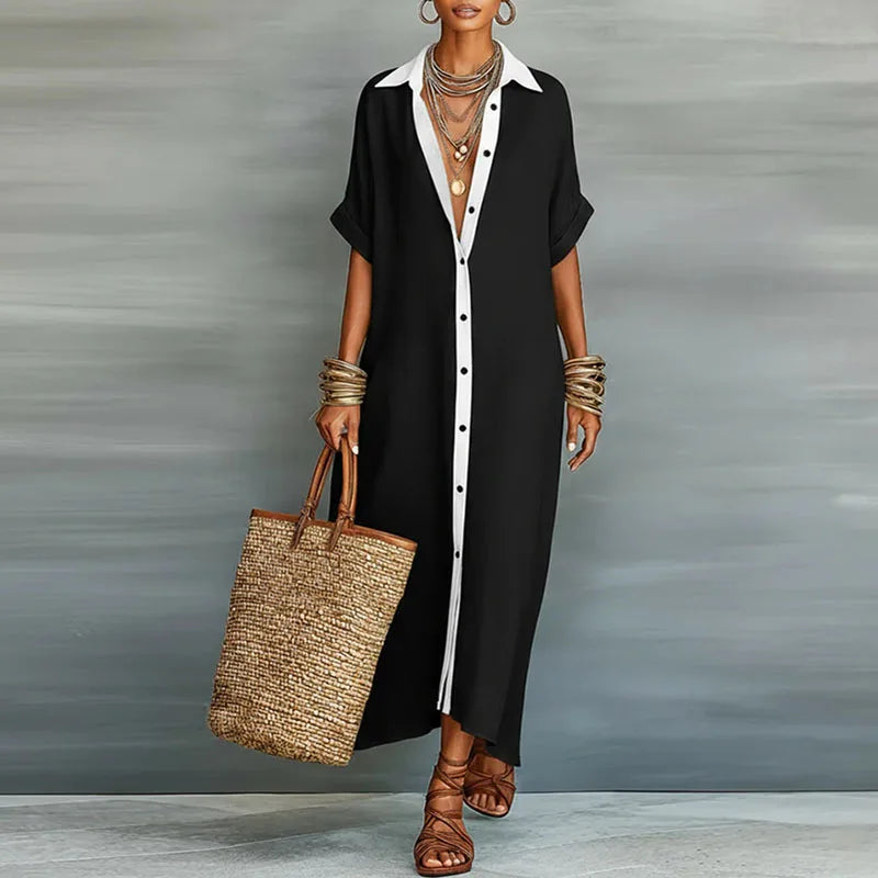 Anastasia™  | Vestido camisero largo con botones