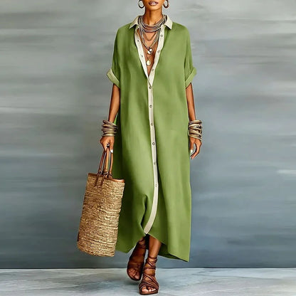 Anastasia™  | Vestido camisero largo con botones