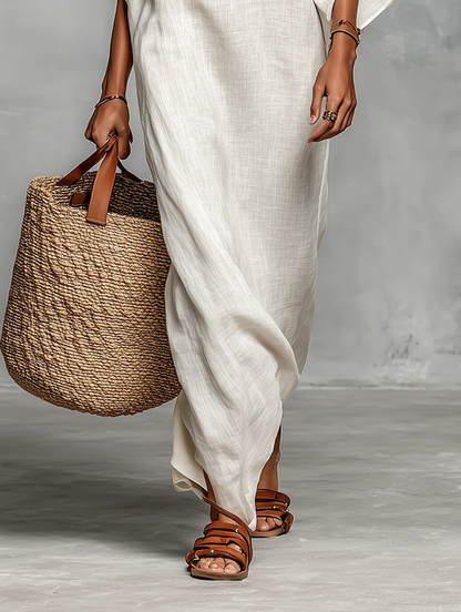Aveline™ | Vestido maxi de hombros descubiertos con mangas murciélago