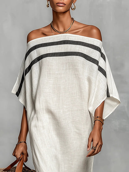 Aveline™ | Vestido maxi de hombros descubiertos con mangas murciélago