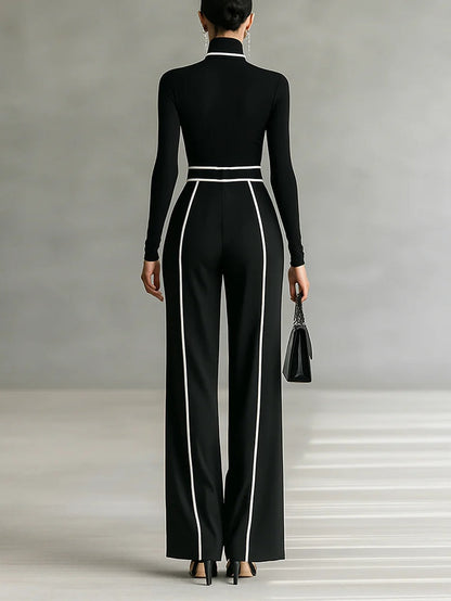 Emma ❘ Conjunto elegante de dos piezas con cuello alto y pantalón ancho