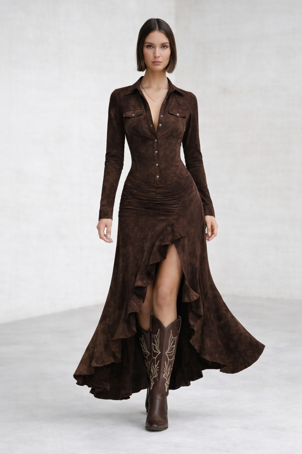 Ariadna · Vestido largo con volantes