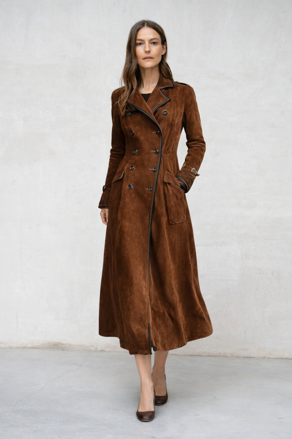 Natalia™ Gabardina en piel de ante